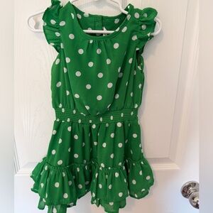 Janie and Jack Green Polka Dot Ruffle Dress